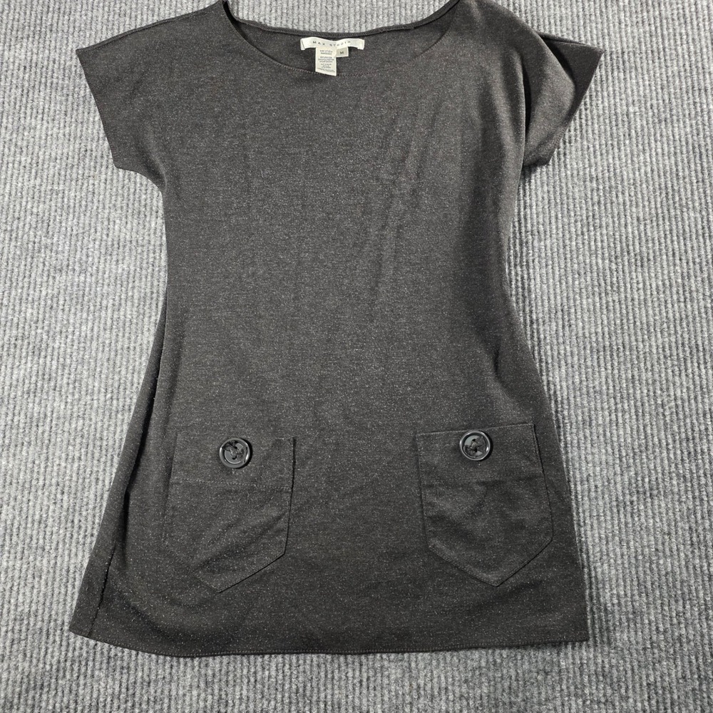 Max Studio Womens Charcoal Gray Button Pocket Tunic Top A707P83 Size M